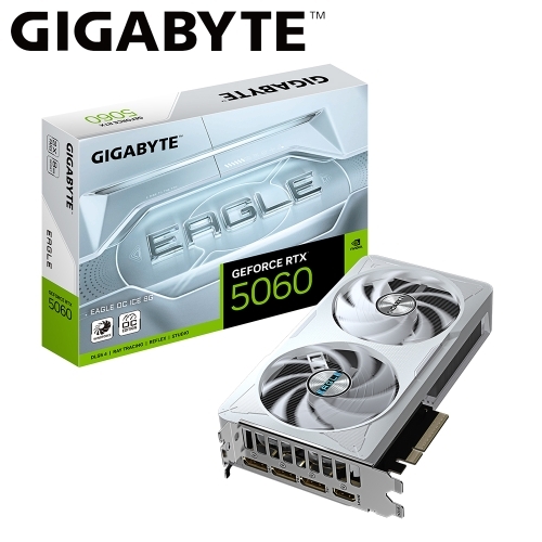 抗漲搭機價!!!技嘉 N5060EAGLEOC ICE-8GD RTX 5060 EAGLE OC ICE 8G 白(2550MHz/1H3DP/20.8cm/雙風扇/註5年)